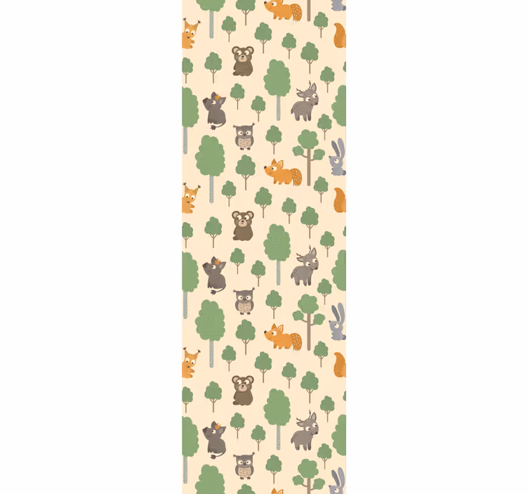 papel de parede infantil padrão de criaturas da floresta - TenStickers