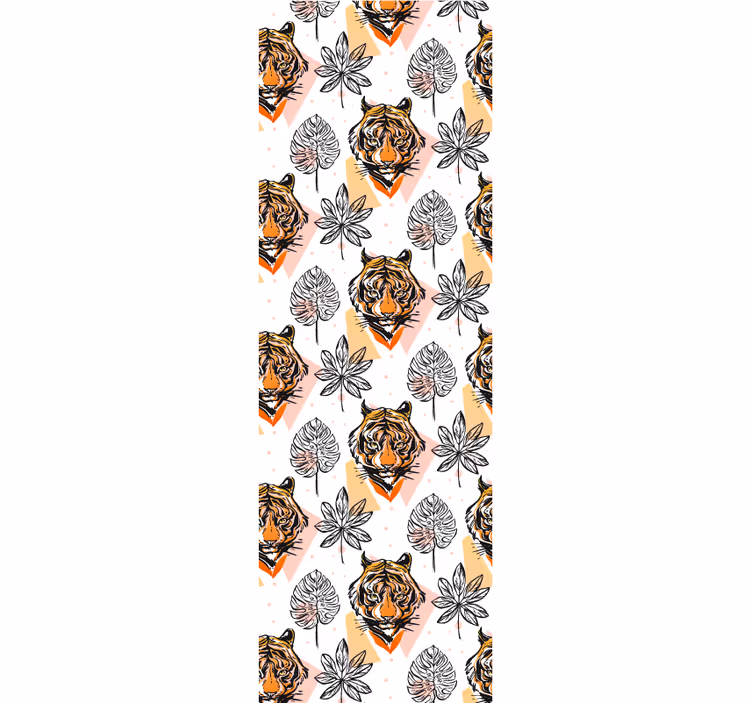 Papel de parede animais elementos florais de tigre - TenStickers