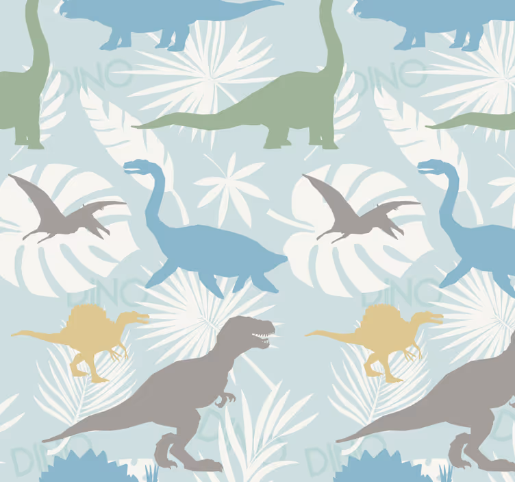 Papel de parede dinossauros padrão de cores pastel - TenStickers