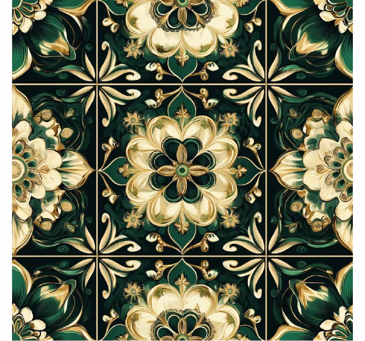 papel de parede para cozinha azulejos de mosaico botânico - TenStickers