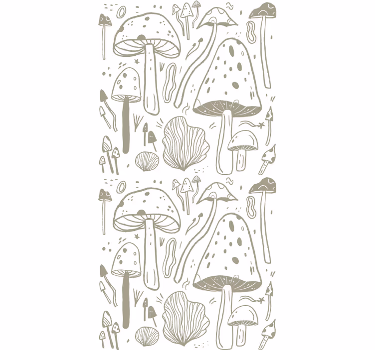 Papel de parede natureza padrão de cogumelos bege - TenStickers