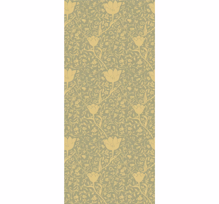 Papel de parede natureza padrão floral sutil dourado e verde - TenStickers