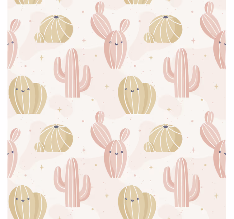 Papel de parede natureza padrão de cactos fofos - TenStickers