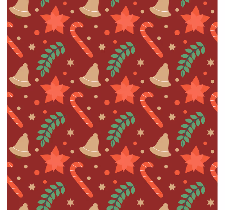 Papel de parede natal padrão de doces natalinos - TenStickers