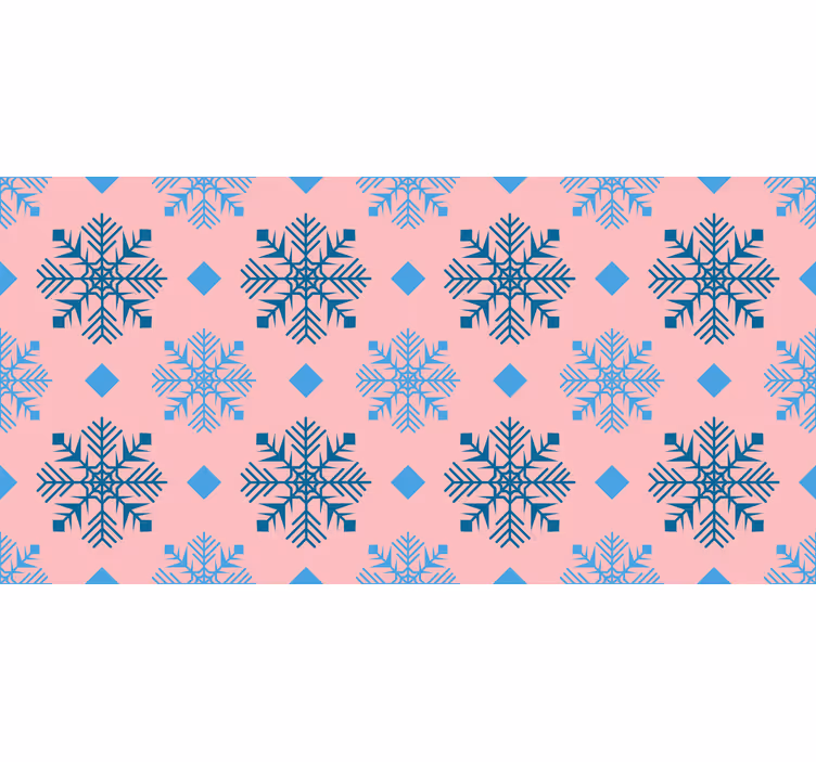 Papel de parede natal padrão de flocos rosa e azuis - TenStickers