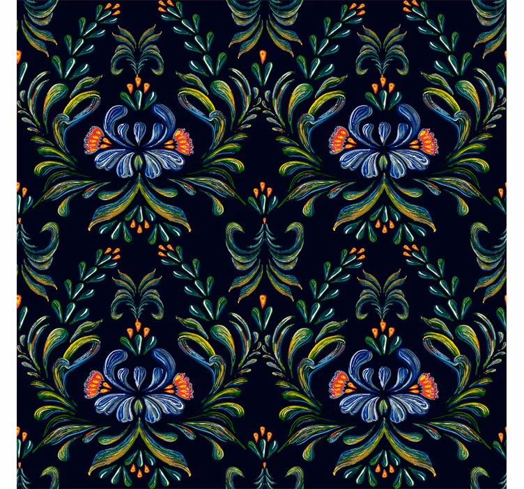 Papel de parede ornamental com ornamento folclórico colorido - TenStickers