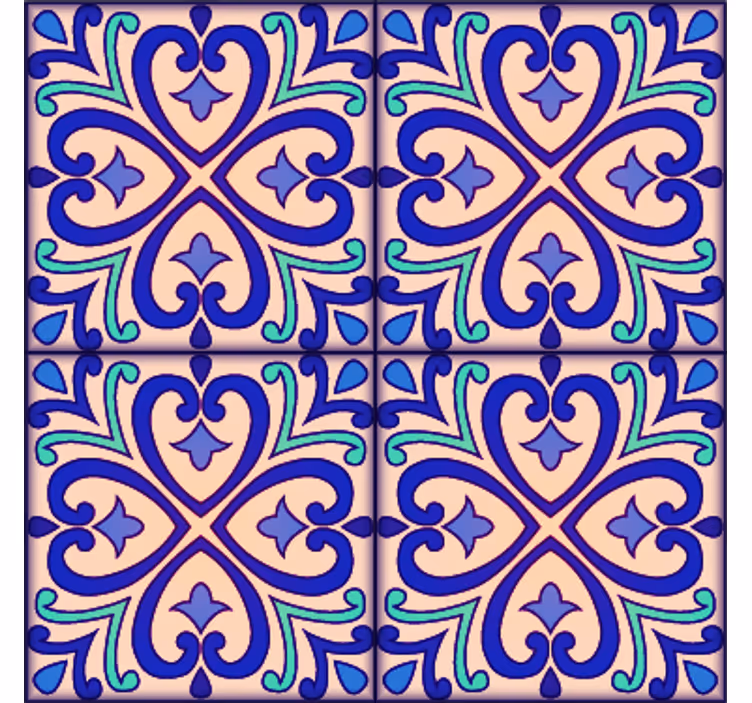 Papel de parede azulejo flores de talavera - TenStickers