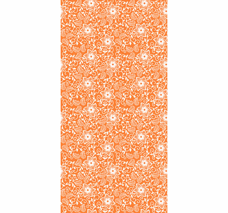 Papel de parede flores padrão laranja paisley - TenStickers