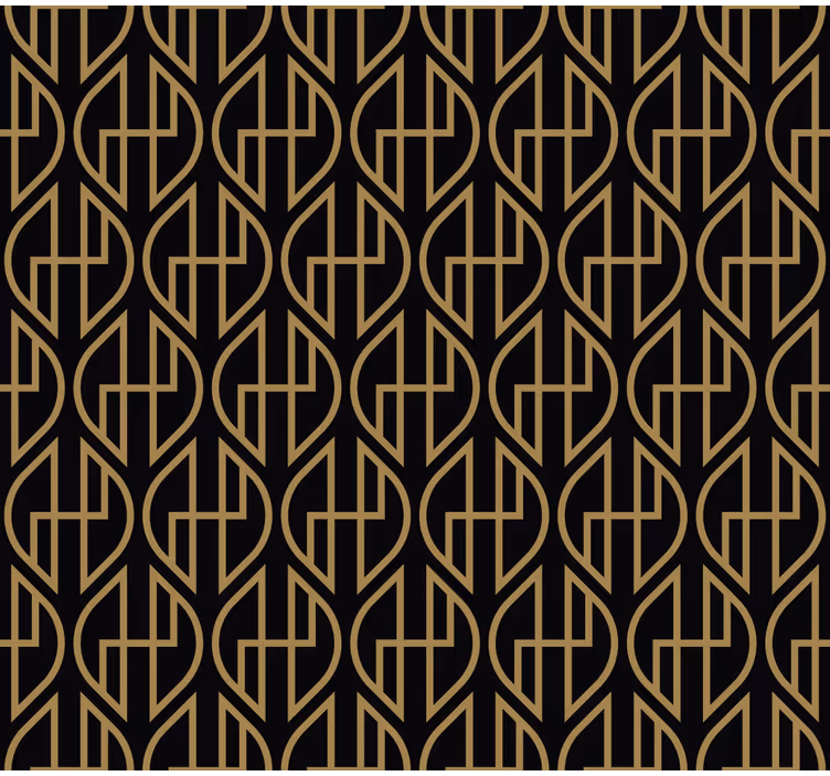 Papel de parede para sala linhas pretas e douradas - TenStickers