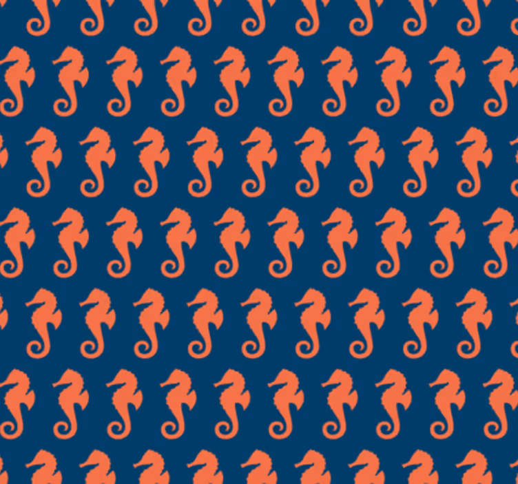 Papel de parede para quarto padrão cavalo-marinho laranja - TenStickers