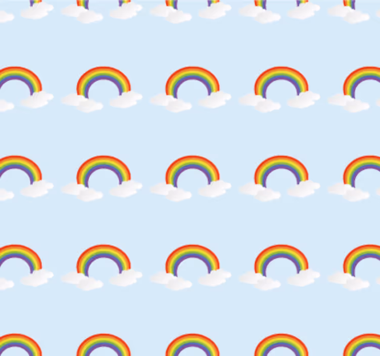 Papel de parede para quarto arco-íris e nuvens coloridas - TenStickers