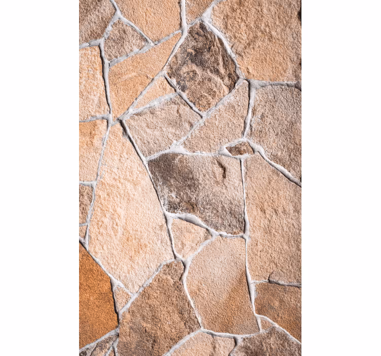 Papel de parede ornamental em tijolos de pedra marrom claro - TenStickers