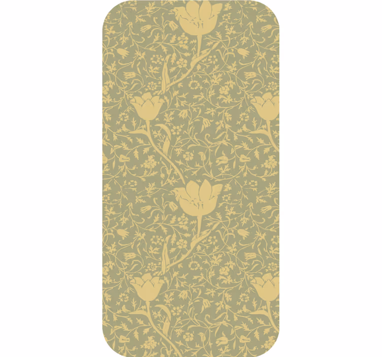 Papel de parede ornamental padrão floral sutil dourado e verde - TenStickers