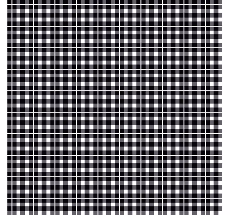 Papel de parede ornamental padrão xadrez preto e branco - TenStickers