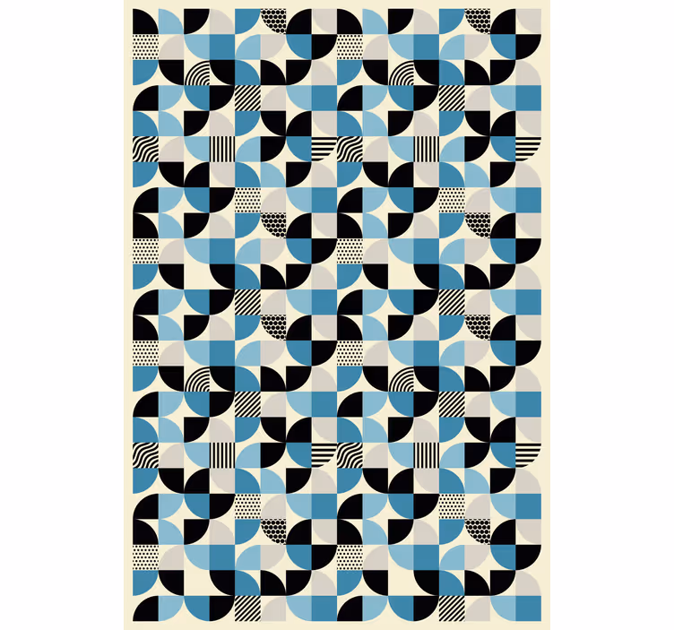 Papel de parede ornamental padrão bauhaus azul retrô - TenStickers