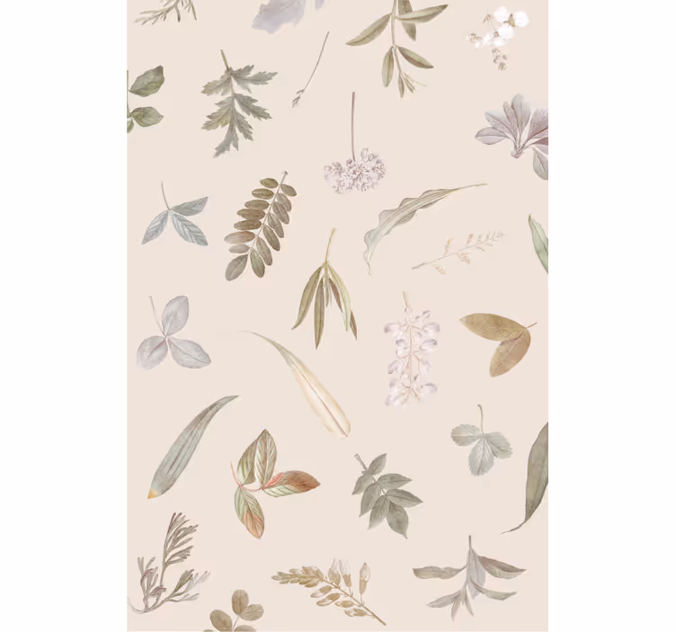 Papel de parede folhas com motivo floral sobreposto - TenStickers