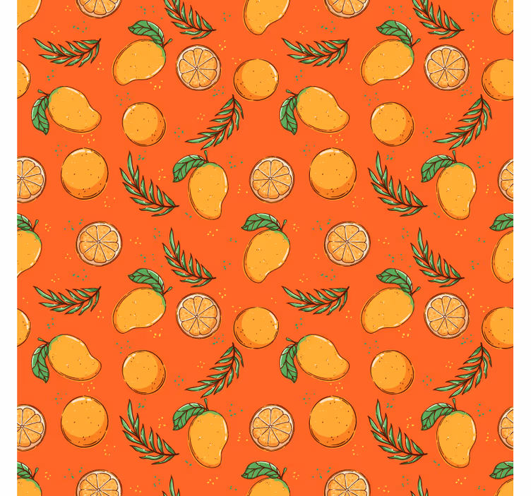 Papel de parede ornamental com padrão de cítricos - TenStickers