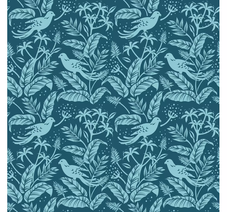 Papel de parede ornamental padrões de pássaros botânicos - TenStickers
