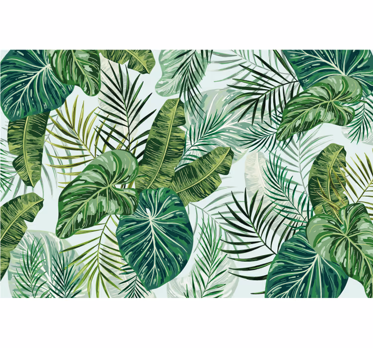 Papel de parede selva com grandes folhas verdes - TenStickers
