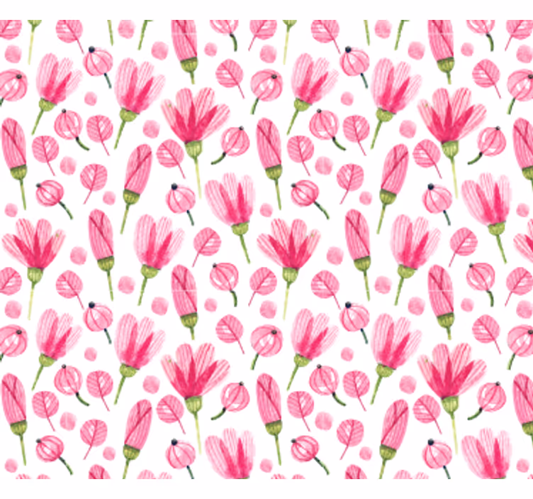 Papel de parede para sala padrão flores rosas - TenStickers
