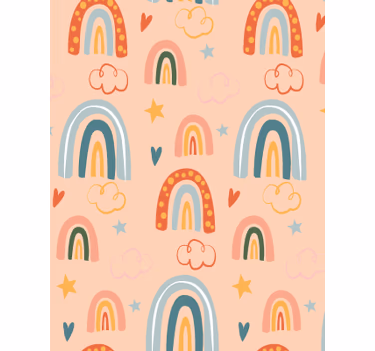 Papel de parede infantil arcos-íris em tons pastéis - TenStickers