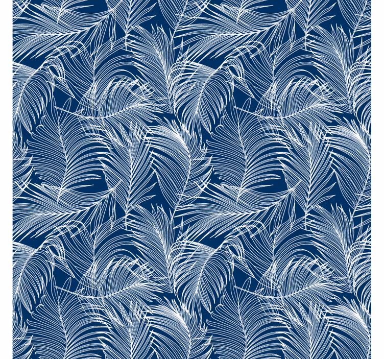 Papel de parede folhas azuis com contorno branco - TenStickers