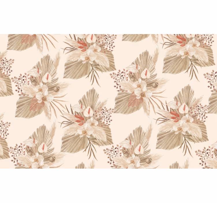 Papel de parede para sala flores secas com grama de pampas - TenStickers