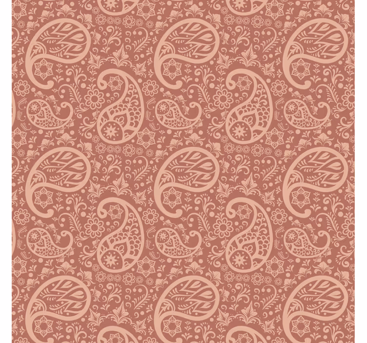 Papel de parede floral padrão paisley quente - TenStickers