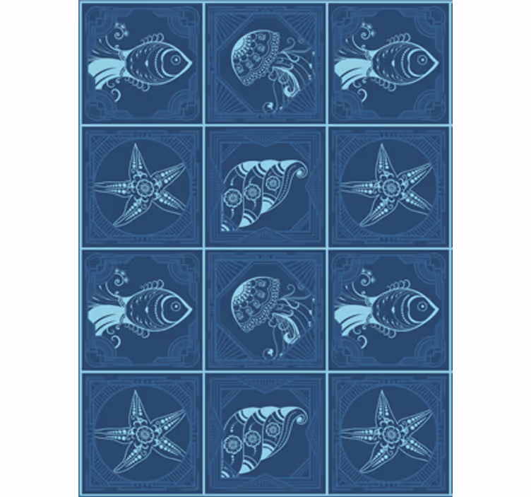 Papel de parede animais vida marinha ornamental - TenStickers