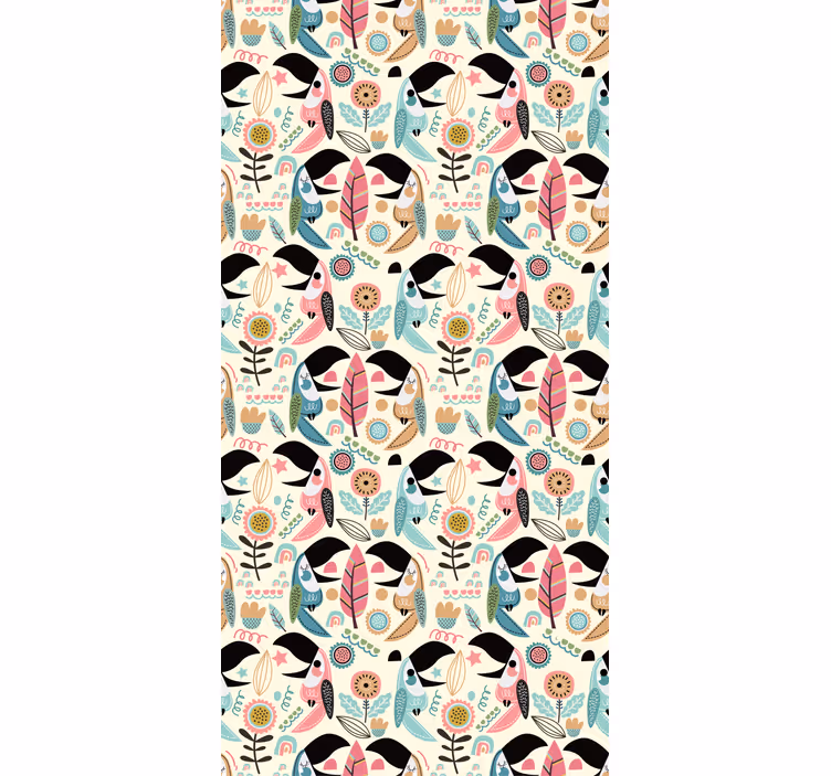 Papel de parede para quarto padrão tucano tropical - TenStickers