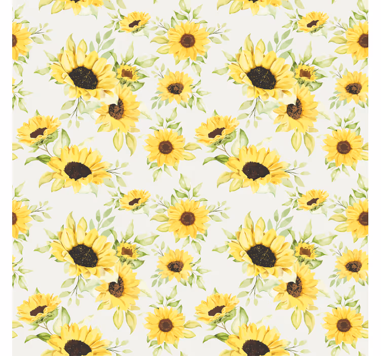Papel de parede texturas e padrões padrão de girassol aquarelado - TenStickers