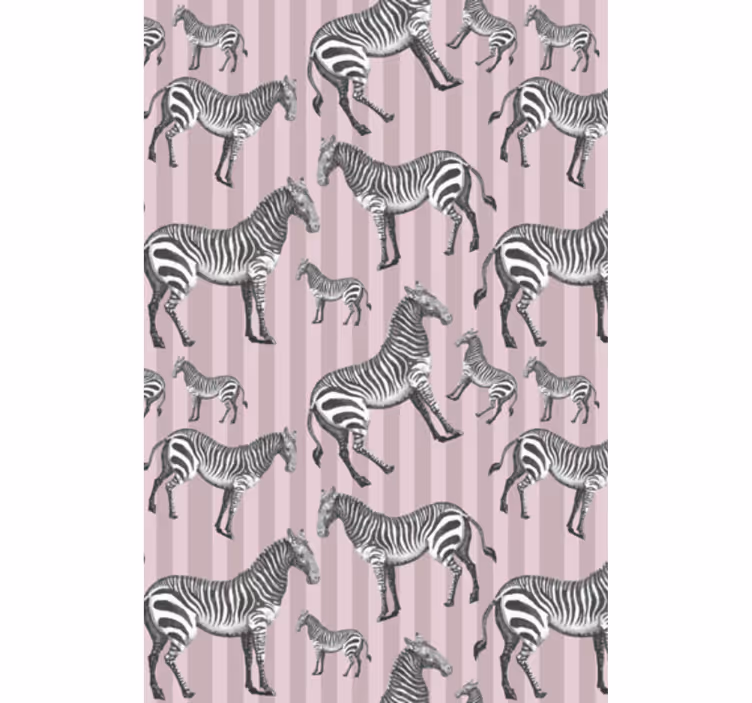 Papel de parede animais padrão de ilustração vintage de zebra - TenStickers