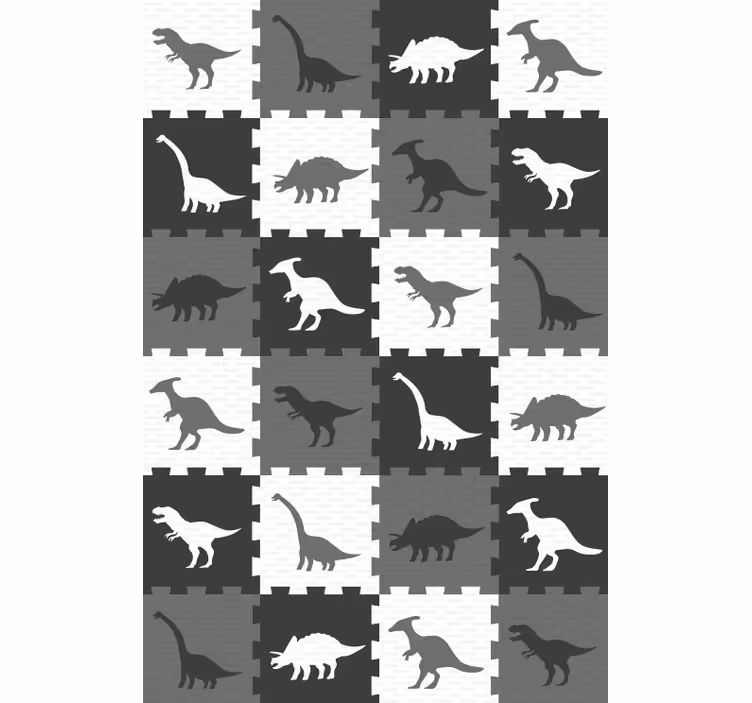 Papel de parede animais quebra-cabeça cinza - TenStickers