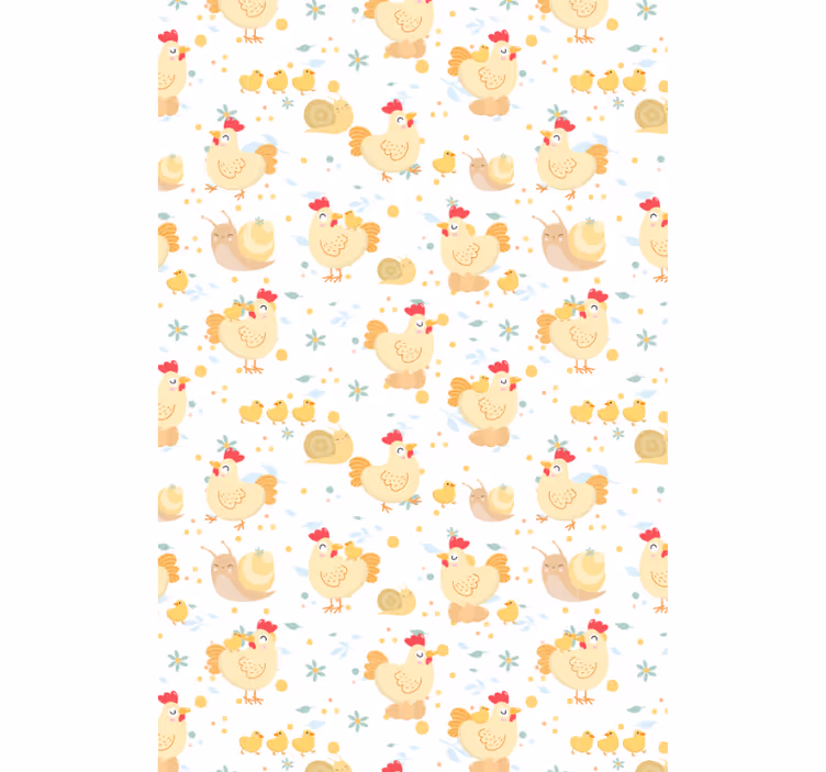 Papel de parede animais fazenda de galinhas e caracóis - TenStickers