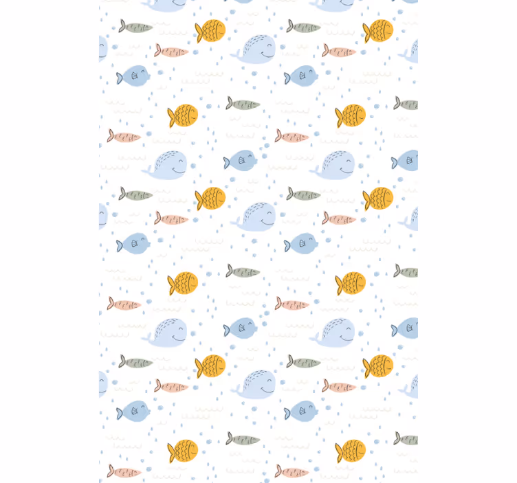 Papel de parede animais peixes coloridos em cartoon - TenStickers