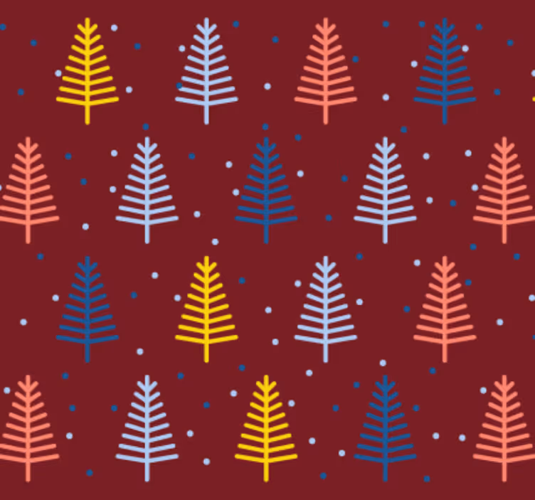 Papel de parede natal padrão de árvores vermelhas - TenStickers