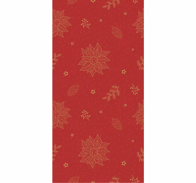 Papel de parede natal com padrão de flores vintage - TenStickers