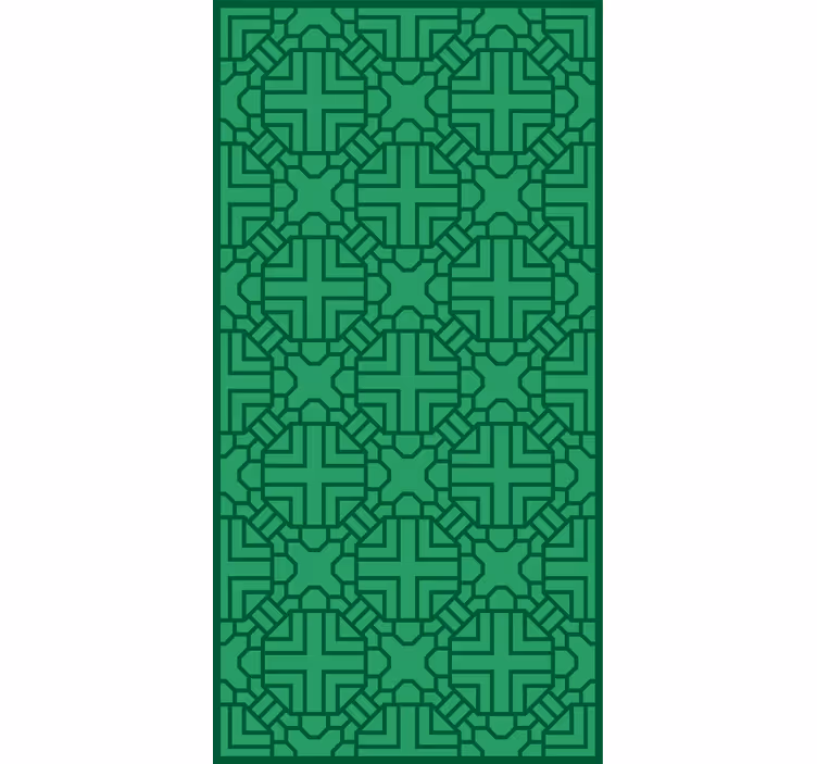 Papel de parede corredor padrão geométrico verde - TenStickers