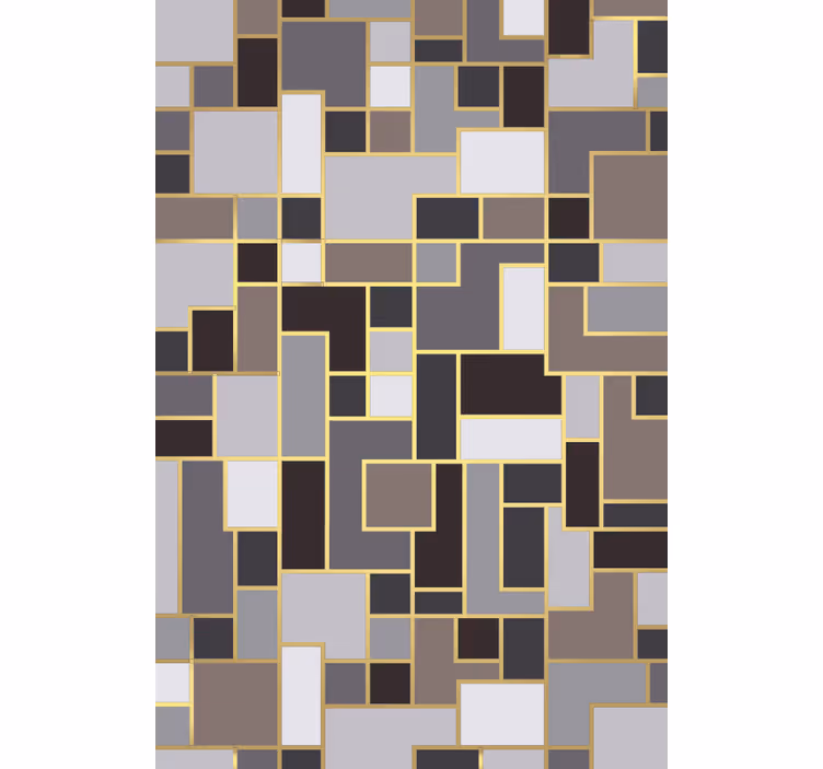 Papel de parede corredor mosaico de retângulos cinzas - TenStickers
