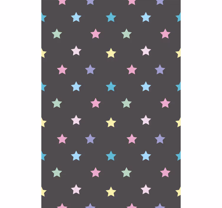 Papel de parede corredor estrelas coloridas em fundo cinza - TenStickers