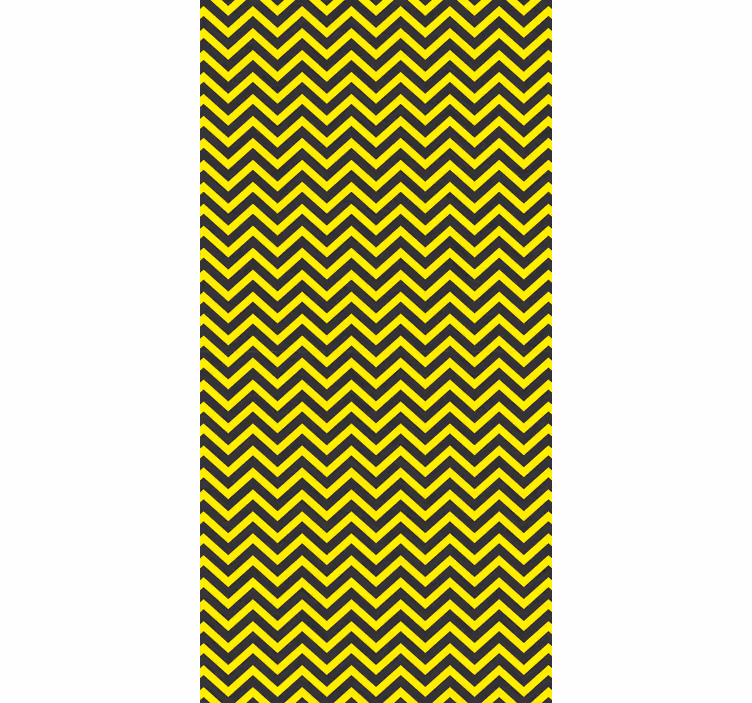 Papel de parede corredor com design zigzag preto e amarelo - TenStickers