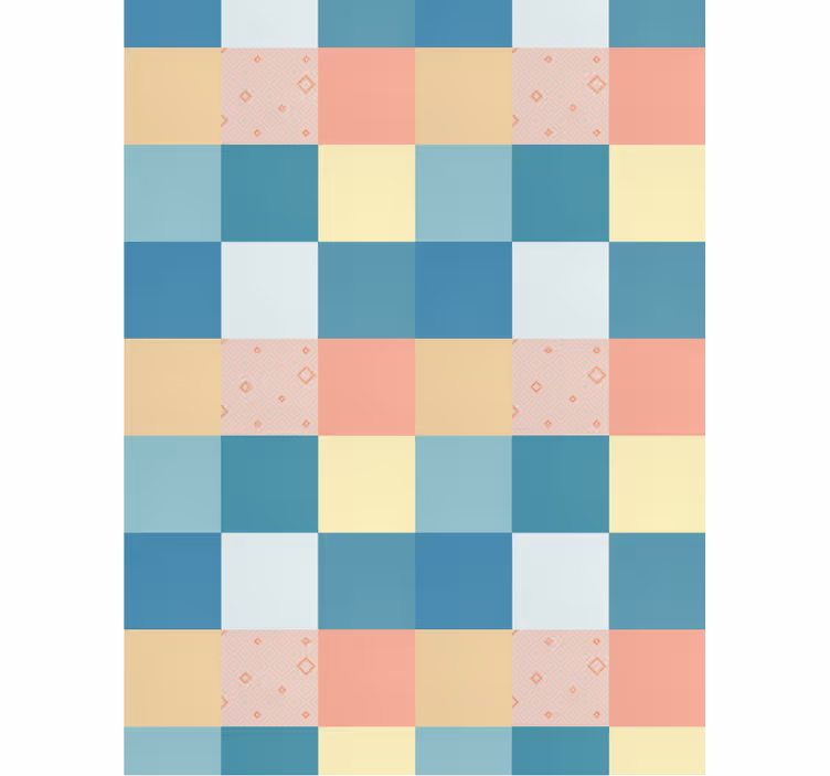 Papel de parede corredor padrão retrô colorido em patchwork - TenStickers