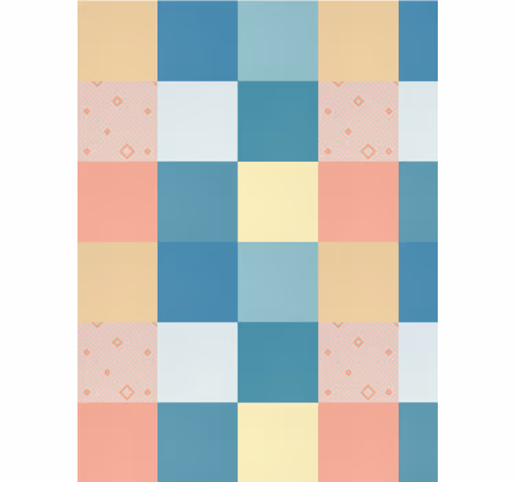 Papel de parede para sala de jantar padrão retrô colorido - TenStickers