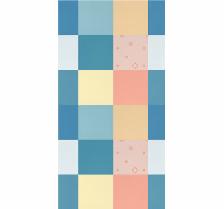 Papel de parede para sala de jantar xadrez pastel geométrico - TenStickers