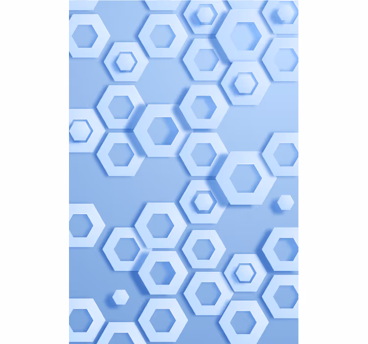 Papel de parede formas geométricas padrão azul hexagonal - TenStickers