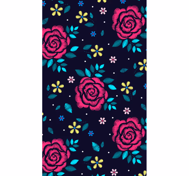 Papel de parede natureza rosas escuras - TenStickers