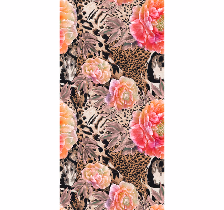 Papel de parede natureza pele de leopardo floral - TenStickers