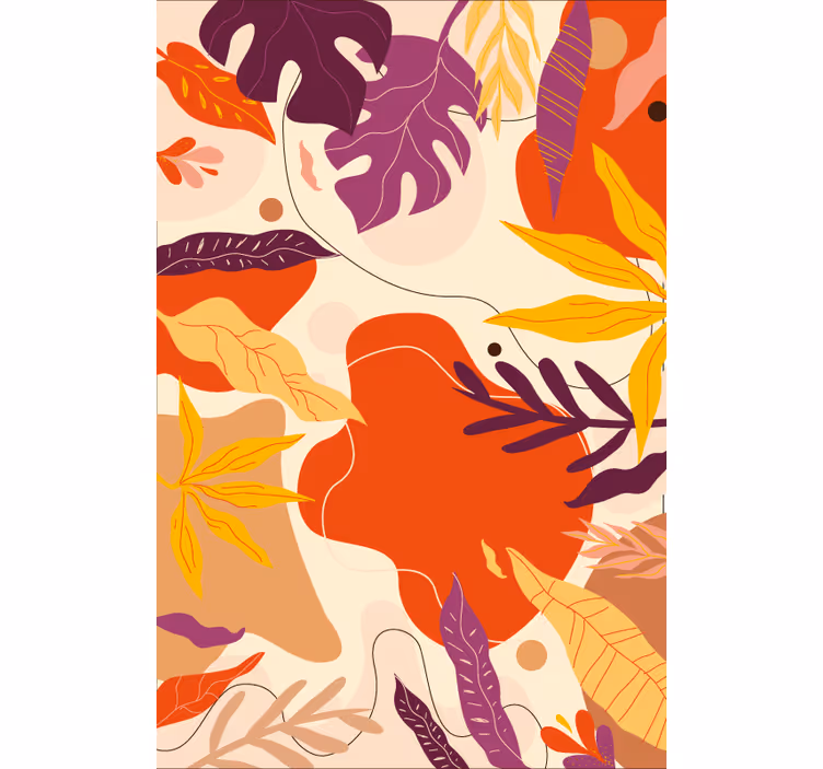 Papel de parede natureza folhas abstratas coloridas - TenStickers
