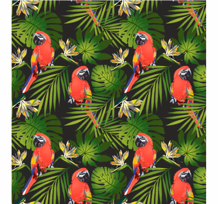 Papel de parede natureza papagaios tropicais verdes - TenStickers