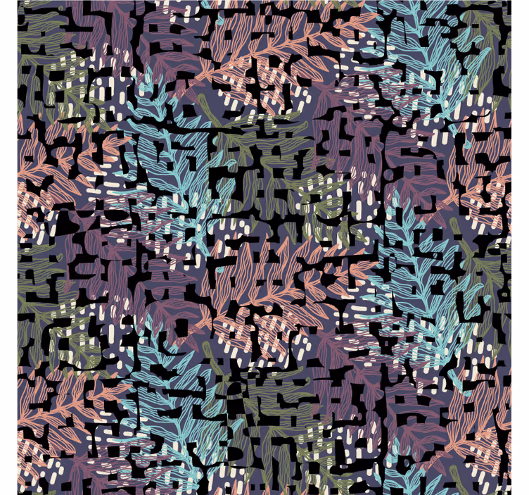 Papel de parede natureza com padrão colorido de folhas - TenStickers